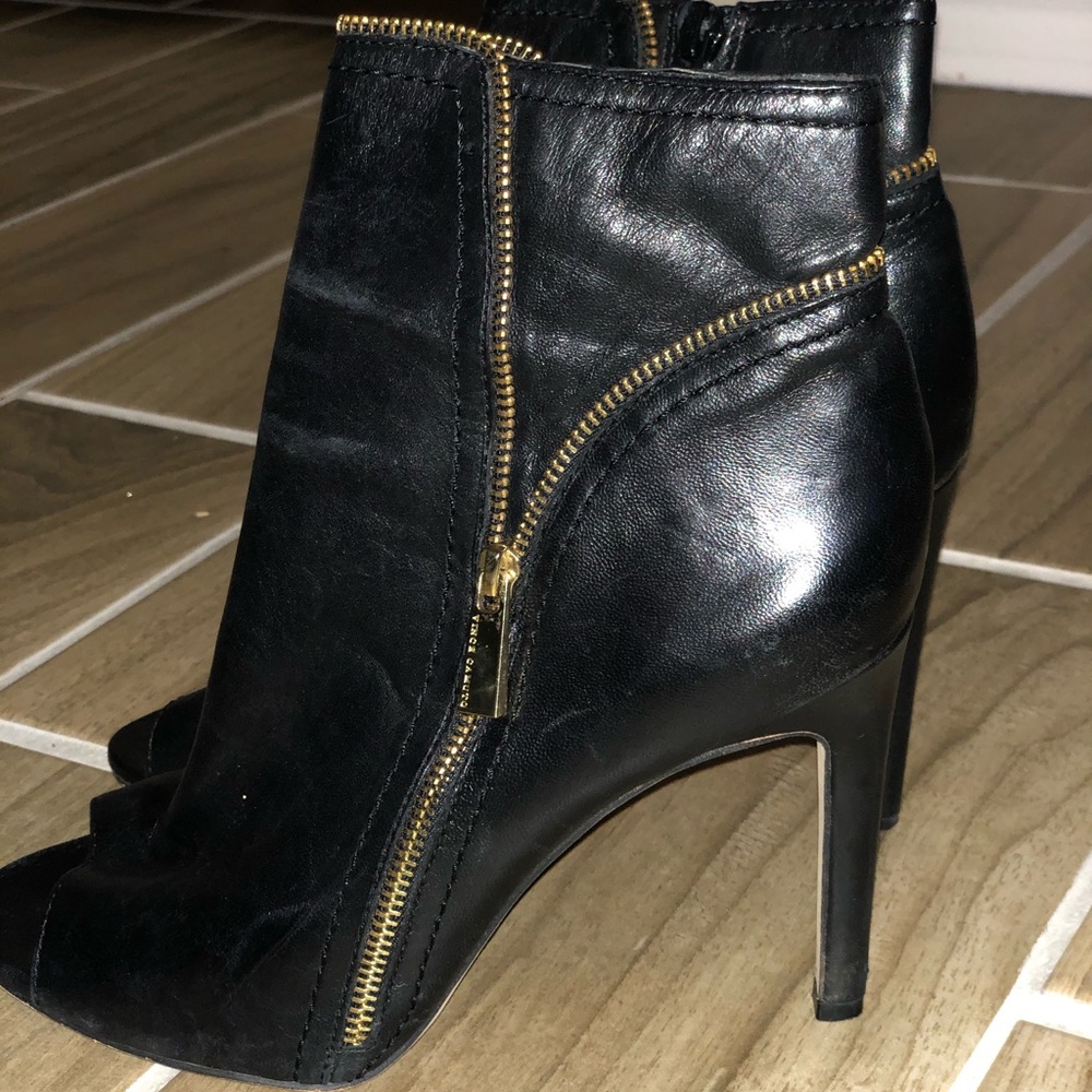 Vince Camuto black heeled peep toe booties